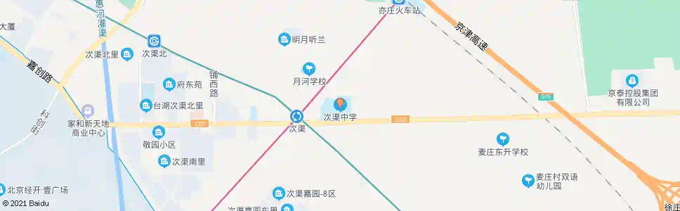 北京次渠中学_公交站地图_北京公交_妙搜公交查询2024