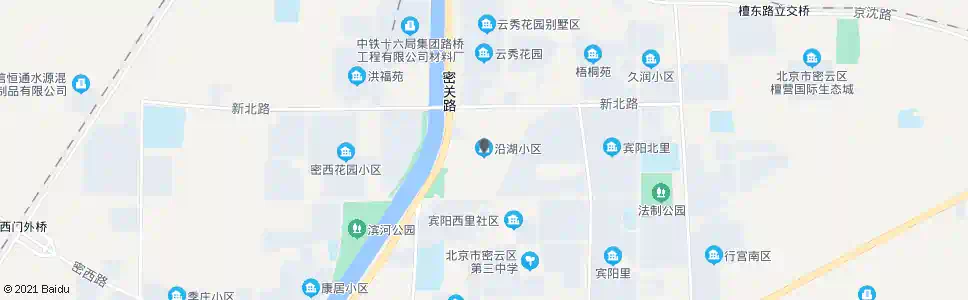 北京密云沿湖小区(新中街)_公交站地图_北京公交_妙搜公交查询2024