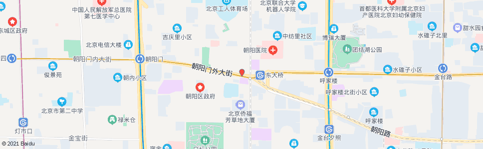 北京东大桥路口西_公交站地图_北京公交_妙搜公交查询2024