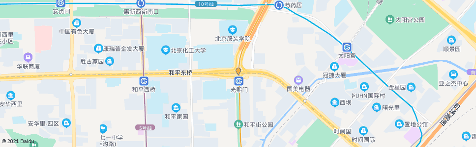 北京太阳宫桥(东行)_公交站地图_北京公交_妙搜公交查询2024
