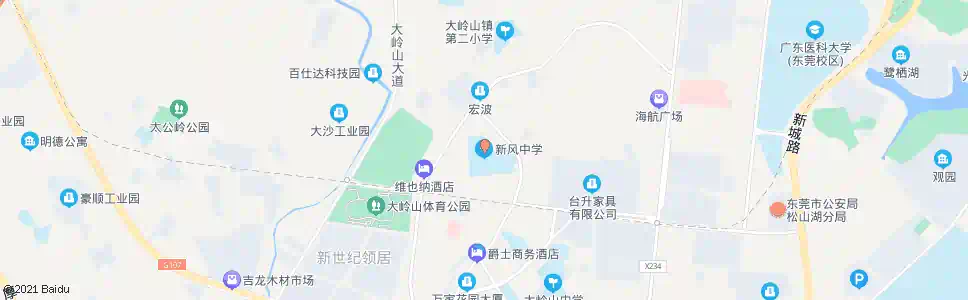 东莞新风中学_公交站地图_东莞公交_妙搜公交查询2024