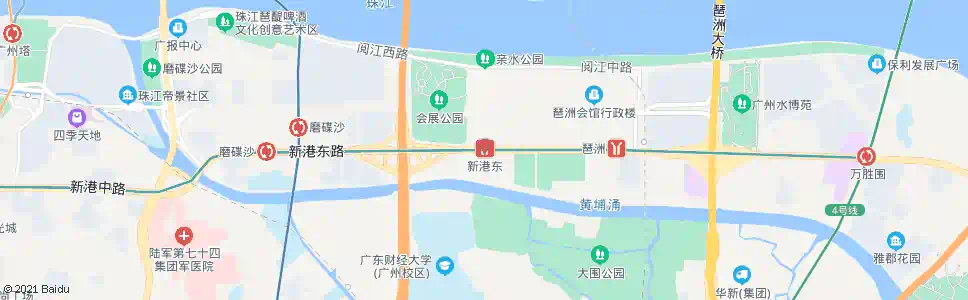 广州琶洲大桥南(新港东路)_公交站地图_广州公交_妙搜公交查询2024