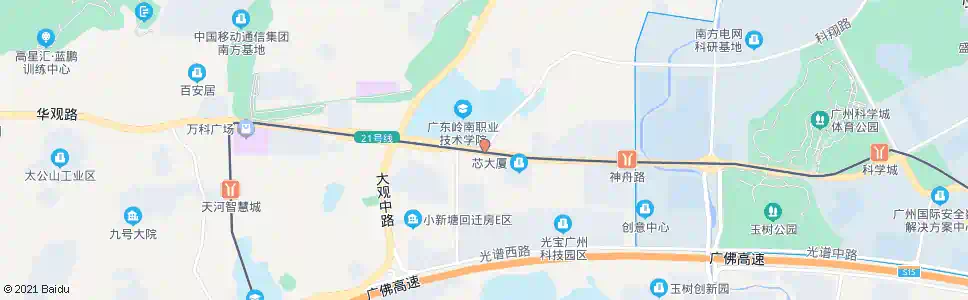 广州科学大道(风信路口)_公交站地图_广州公交_妙搜公交查询2024