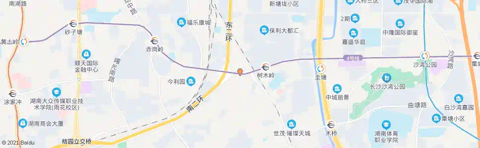 长沙树木岭立交桥东_公交站地图_长沙公交_妙搜公交查询2024