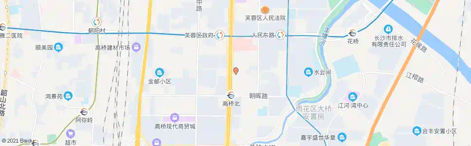 长沙朝晖路口(市交运局)_公交站地图_长沙公交_妙搜公交查询2024