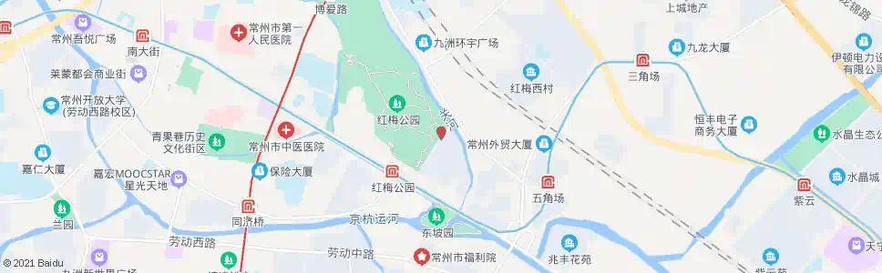 常州红梅公园东门_公交站地图_常州公交_妙搜公交查询2024