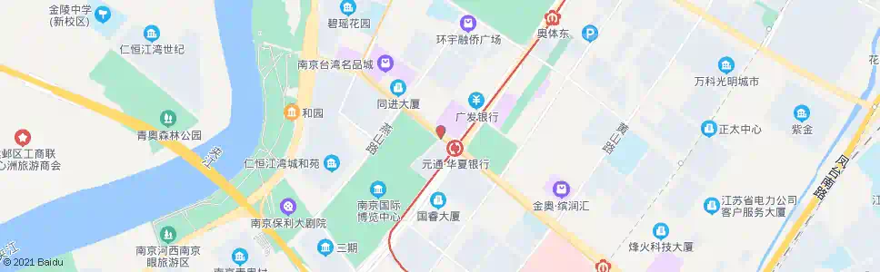 南京河西大街元通西_公交站地图_南京公交_妙搜公交查询2024