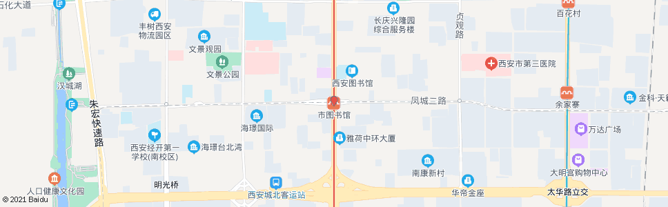 西安凤城三路市图书馆_公交站地图_西安公交_妙搜公交查询2024