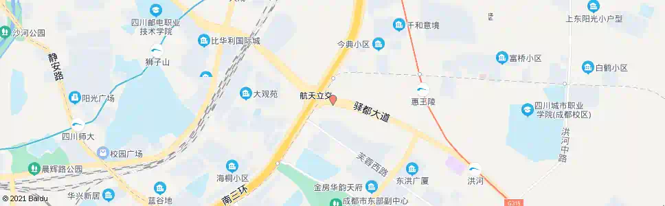 成都三环路航天立交桥东_公交站地图_成都公交_妙搜公交查询2024