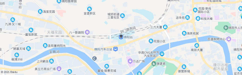 绵阳火车客站(南行)_公交站地图_绵阳公交_妙搜公交查询2024
