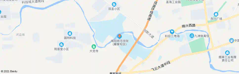 绵阳师范学院磨家校区_公交站地图_绵阳公交_妙搜公交查询2024