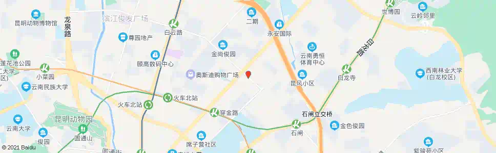 昆明穿金路口白云路_公交站地图_昆明公交_妙搜公交查询2024