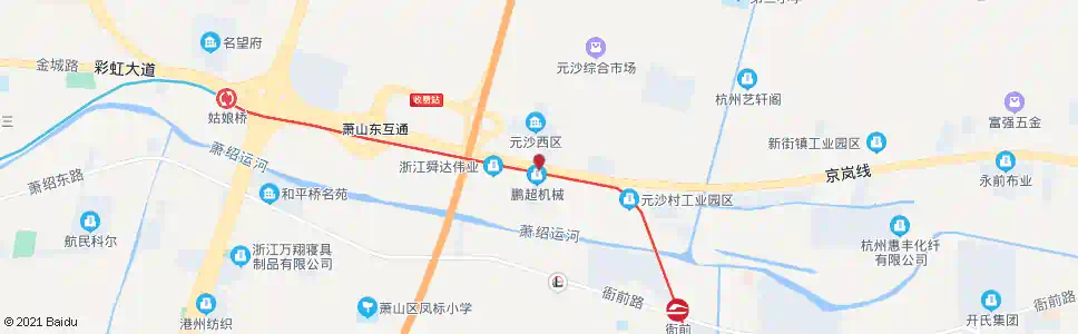 杭州元沙村_公交站地图_杭州公交_妙搜公交查询2024