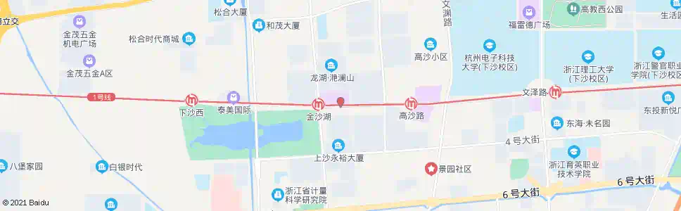 杭州金沙大道海达南路口_公交站地图_杭州公交_妙搜公交查询2024